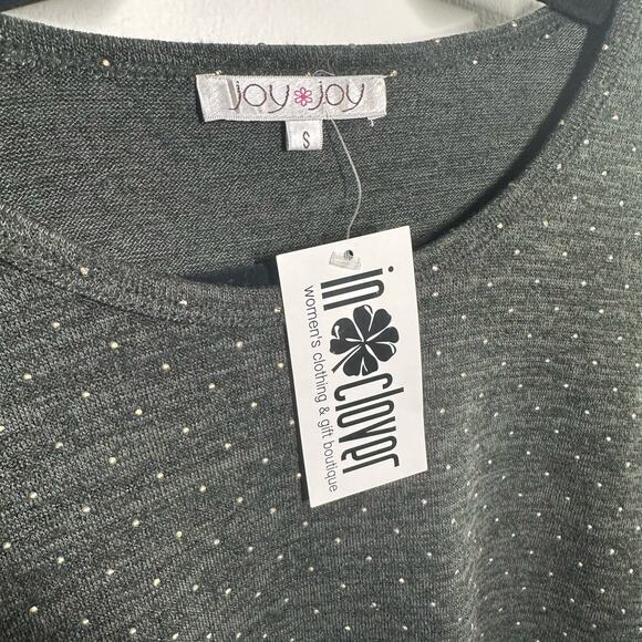 NEW Joy Joy Women's Gray Knit Studded Long Sleeve Sweater Top Size Small - Picture 3 of 10